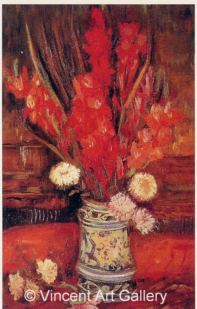 JH1149, Vase with Red Gladioli